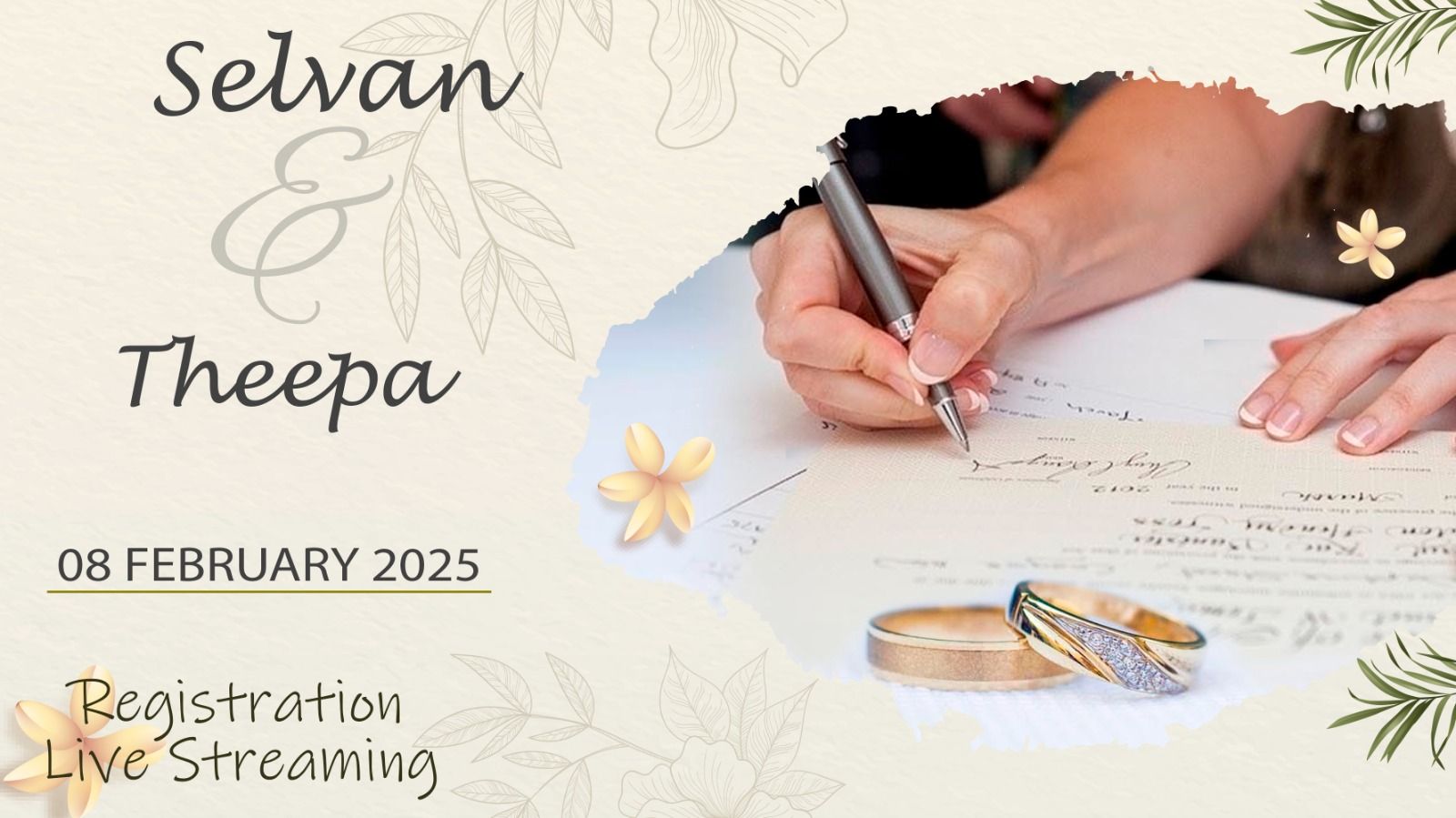 live Album Selvan ❤️ Theepa - Registration Live Streaming - 08 February 2025